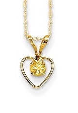 extraordinary itty-bitty citrine heart birthstone necklace for babies